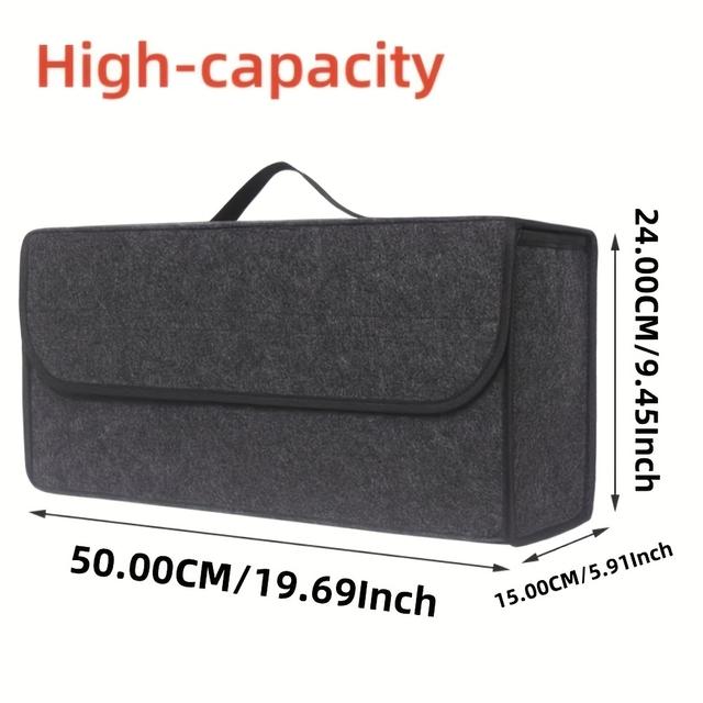 TEMU Car Boot Felt Cloth Folding Storage Box Black Gray Car Interior Organizer With Model Bag