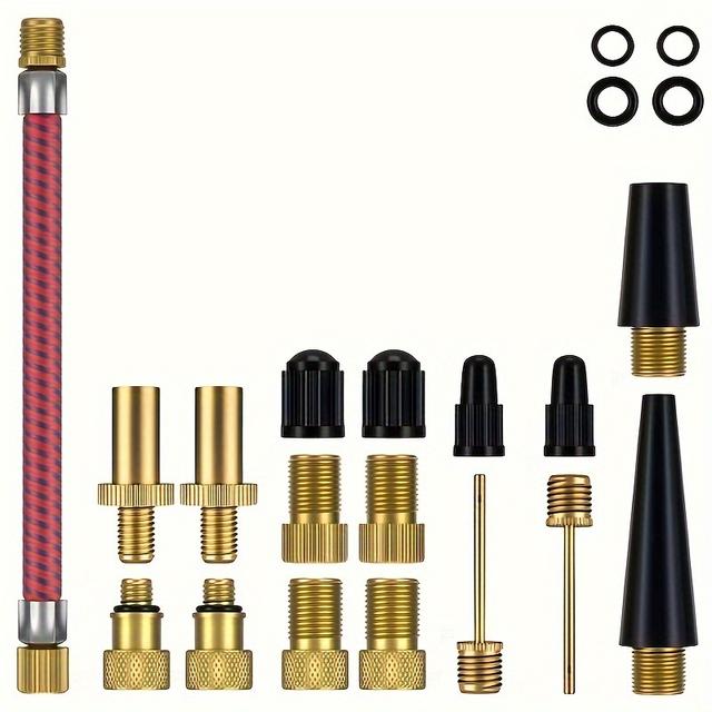 TEMU 21pcs/set Bicycle Valve Adapter, Bike Valve Set, Valve Adapter Sv Av Dv