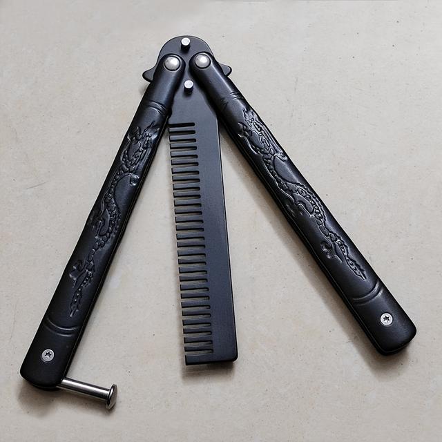 TEMU Premium Stainless Steel Butterfly Folding Hair Comb - , Easy-to-store Hair Types, Ideal For Beginners