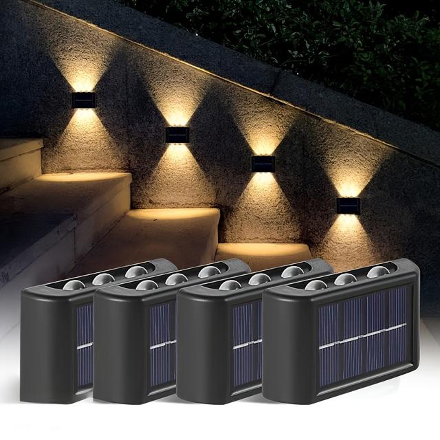 TEMU Pack Of 4, 6 Led Solar Lights With Warm/cool Options For Outdoor Camping, Patio, Street, Landscape, Garden, Wedding Decorations, Ip44