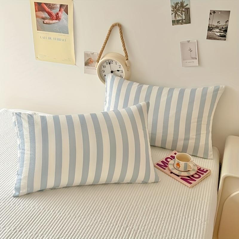 TEMU 2pcs Of Soft, Brushed, Skin-friendly, Breathable Striped Pattern Pillowcases Suitable For All