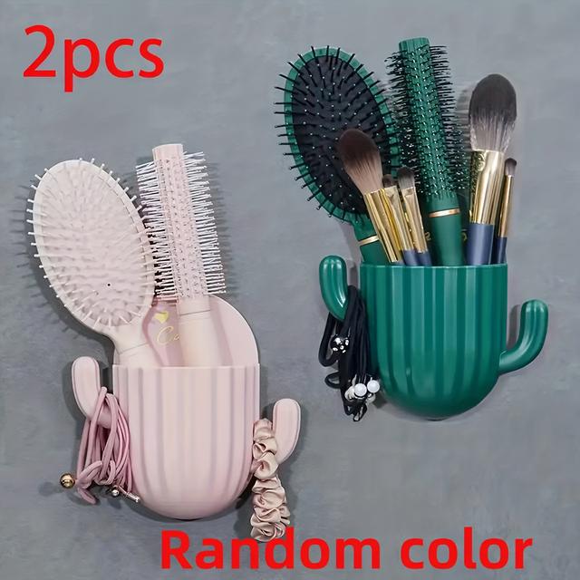 TEMU Set Of 2 Wall-mounted Shelves Designed Like For Bathroom Use - Organizer For Makeup Tools And Additions That Requires No Drilling, Suitable For Storage In Bathrooms And Bedrooms