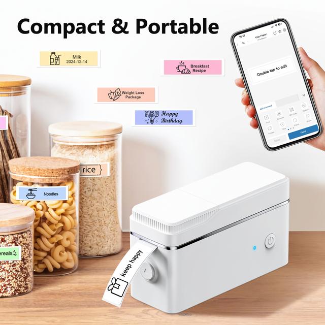 TEMU Label Printer With Tape, Includes Portable Wireless Connection And Multiple Templates, File System Out Fast For Printing Addresses, Signs, Clothing Labels In Offices, Homes