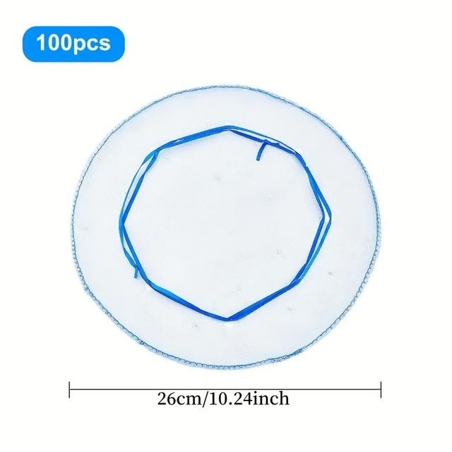 TEMU 100 Stück Funkelnde Blaue Organza-Beutel mit Pailletten, 10.3" Rund - Ideal für Schmuck & Geschenke bei Hochzeiten, Geburtstagen, Taufen | Durchsichtige Stoffbeutel mit Dekorativen Bändern