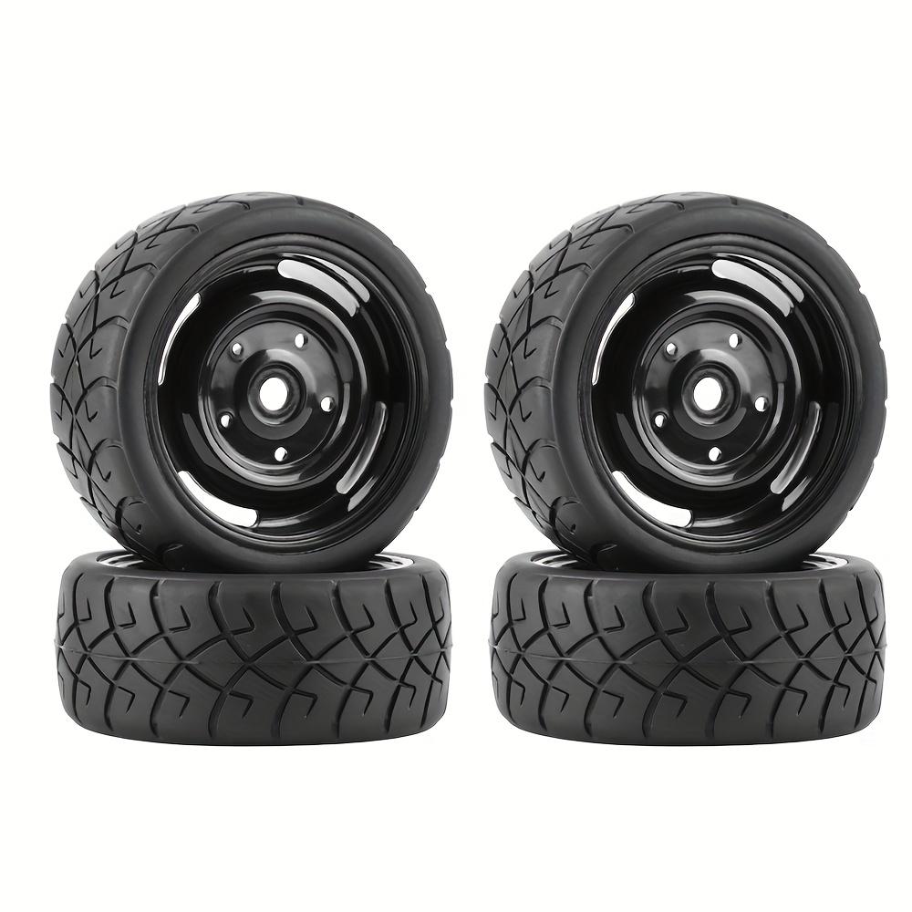 TEMU Aiyihobby Rc 1/10 Scale On-road Tires Od2.55 Rubber & Wheel Rims 12mm Hex Compatible With 4 Tec 2.0, Tt01, Xv01, Wr8, Sakura, , And Hpi 1/10 Rc On-road Racing
