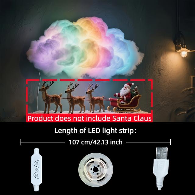 TEMU Ajk 3d Cloud Light Kit, 107cm Light Strip Music Sync Multicolor Lightning Changing Strip Light Cool Decorations For Indoor Home Bedroom, Hotel, Coffee Shop