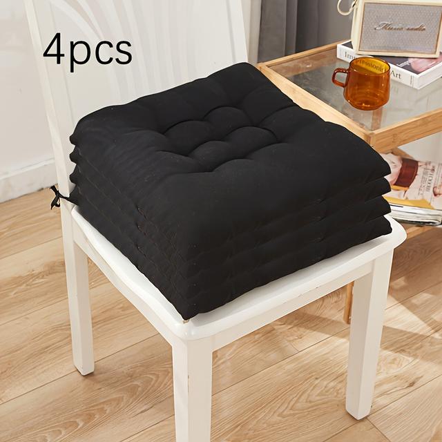 TEMU 4pcs Soft Breathable Modern Solid Color Chair Cushions - Multifunctional Square Seat Pads, Suitable For Office, Home And Dining In Pink