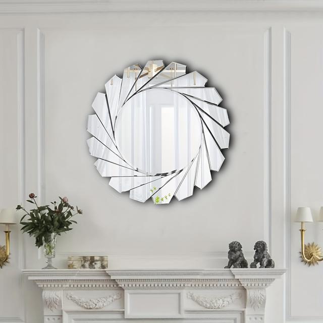 TEMU Espejo de pared moderno con diseño de de vidrio - Elegante decoración para el hogar para o dormitorio, acabado , orientación vertical, sin , para el del sofá o , decoración de pared con espejo