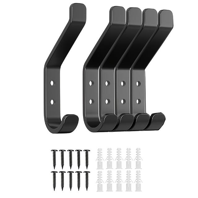 TEMU Set Of 5 Wall Hooks, 20 Lbs (), Suitable For Towels, Hats, Backpacks, Keys, Clothes, Closet Wall-mounted Hangers, Metal, Black, 3.75 Inches (approximately 9.5 Cm)