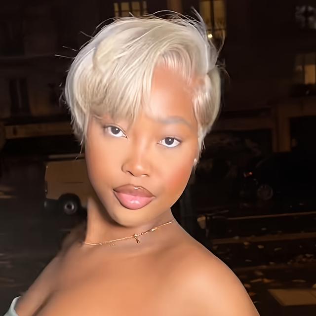 TEMU Pixie Cut Lace Front Wigs Human Hair 13x4x1 Lace Front Wigs Human Hair Short Bob Wigs Straight Lace Front Pixie Cut Wigs For Women With Baby Hair