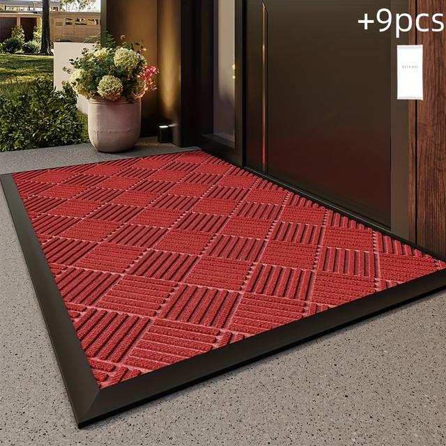 TEMU Heavy-duty Rubber Doormat - Thick & Durableperfect For Spring/summer!fits Most Doorways: Size For Homes, Patios, Stores, Offices, And More!: Includes 9 Free Doormat Cleaning Wipes For !