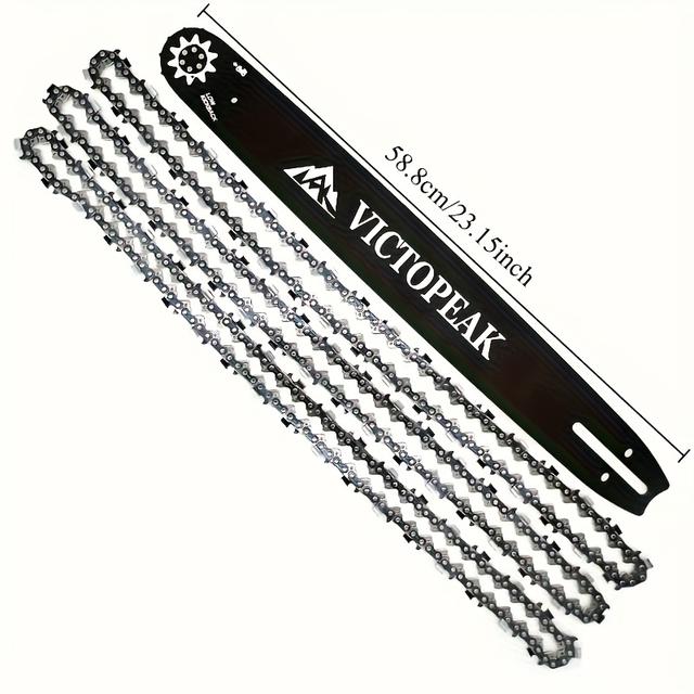 TEMU -inch Large 3/8-72 Link Guide Bar And 3 Straight Saw Chains (note: Large 3/8-72 Links)