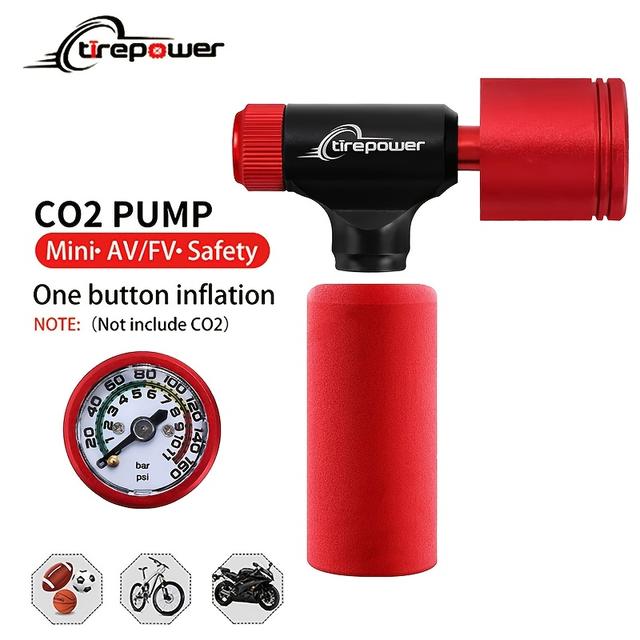 TEMU Ctrepower Aluminum Alloy Bicycle Pump With A Transparent Pressure Gauge, A Compact Co2 Pump, And A Mini Co2 Inflator For Road And Mountain Bikes - Co2 Cartridges Not Included
