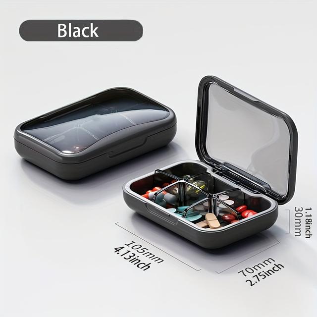 TEMU 1 قطعة منظّم حبوب بـ 6 أقسام، حافظة فيتامينات/أدوية كبيرة السعة مقاومة للغبار والرطوبة، مثالية للاستخدام الخارجي أو السفر