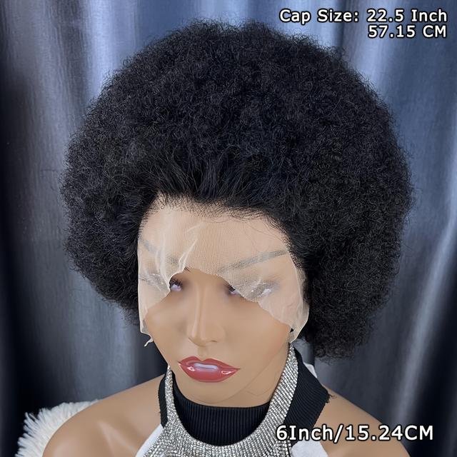 TEMU 13x4 Lace Wig Short Afro Puff Wig Brazilian 13x4 Hd Transparent Lace Front Wigs Afro Wig 13x4 Lace Frontal Wigs Human Hair Wigs For Women 180% Density