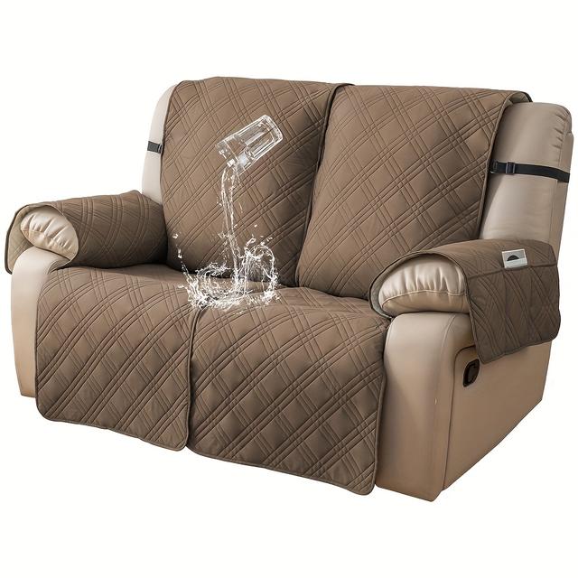 TEMU 2pcs/set Loveseat Recliner Cover, Non-slip Recliner Couch Cover With Elastic Straps, Washable Reclining Sofa Cover Furniture Protector For Living Room, Home Decor