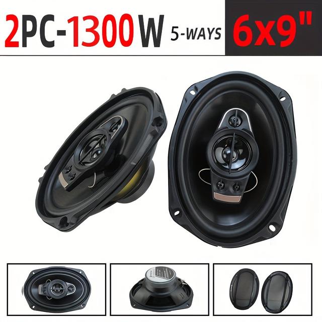TEMU 1 Pair Of 6x9 Inch (2x650w) Coaxial Speakers, Car High Fidelity Audio Full Range Speakers, Door Audio Stereo Subwoofer Full Range Coaxial Car Speakers, Suitable For Players, Dvd Players