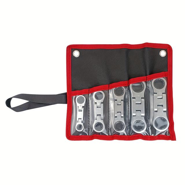 TEMU A Set Of 5 Ratchet Wrenches, Mini Wrench Set, Double Socket Heads, Metric Sizes 8, 10, 12, 13, 14, 15, 16, 17, 18, 19mm, 72 Teeth, Made Of Chrome Vanadium Steel