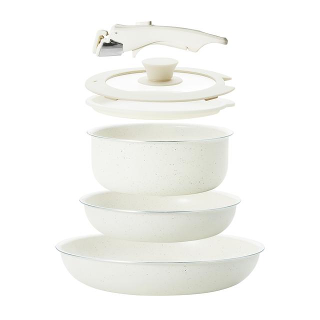 TEMU Conjunto de 6 Peças de Panelas Antiaderentes | Panelas e Frigideiras de Alumínio KPXSIAION, para /Frigideira, Economizadoras de , com Removível Versátil, Conjunto para Autocaravana com Indução