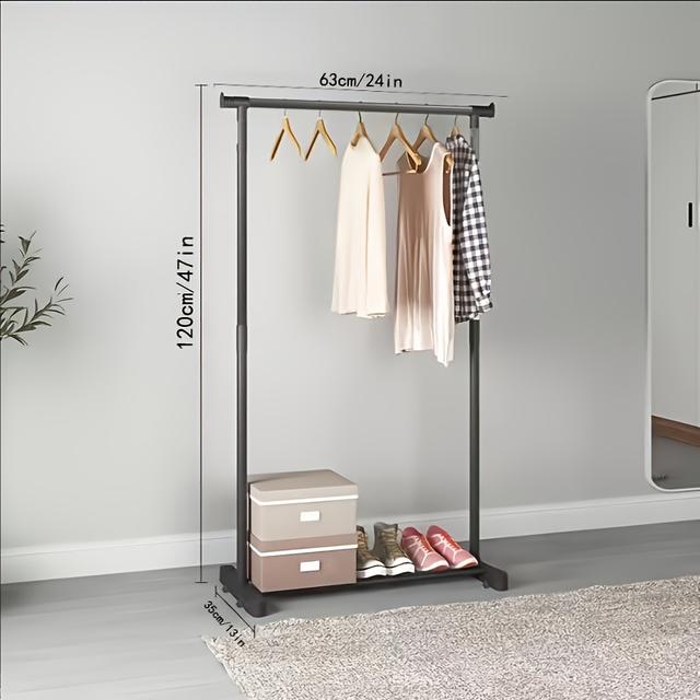 TEMU A Durable Metal And Measuring 120x60cm, Space-saving With Multiple Hooks And Shelves, Perfect For Drying And Organizing Clothes, And Storing Additions | Modern Hanger | Sturdy Clothes Drying Rack