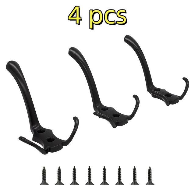 TEMU Набір з 4 металевих чорних настінних гачків із цинкового сплаву, міцні універсальні гачки для пальто/сумки/ключів/рушників, у встановленні для передпокою/гаражу/ванної/кухні