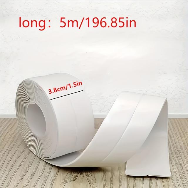 TEMU 1pc Of 5-meter White Self-adhesive Sealing Tape, Adhesive, Designed For Use In Bathrooms, Toilets, Kitchens, Living Rooms, Bedrooms, And Appliances And Goods