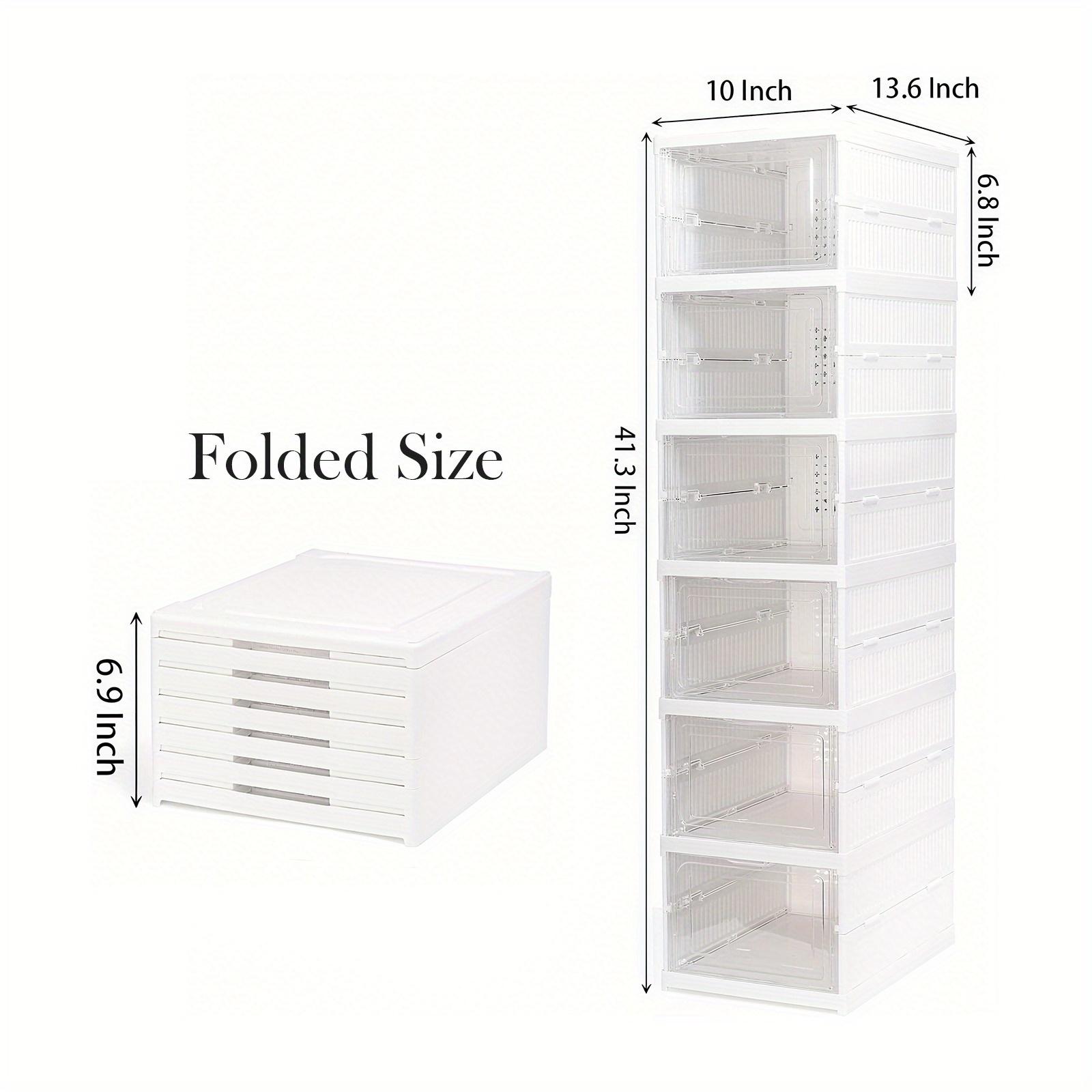 TEMU Stackable Shoe Boxes, 6/9-tier Thickened Plastic Shoe Storage Bins – Foldable Collapsible Shoe Rack With Flip-, No , Vertical Space-saving Design, Suitable For Sneakers/boots/high Heels