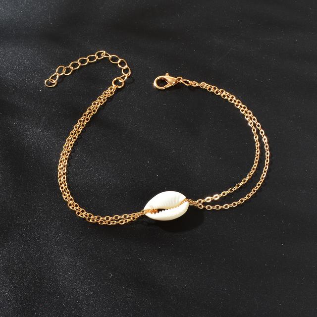 TEMU Vacation Accessories Shell Decor Double Layer Anklet Adjustable Foot Jewelry