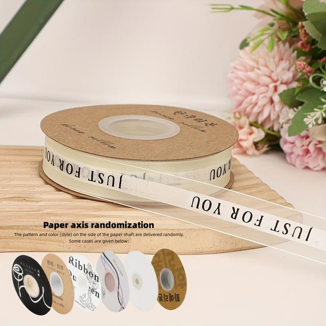 TEMU "" English Chiffon Ribbon Gift Chiffon Satin Baking Cake Packaging Ribbon Woven Ribbon Flower Shop Materials 40 Yard/roll