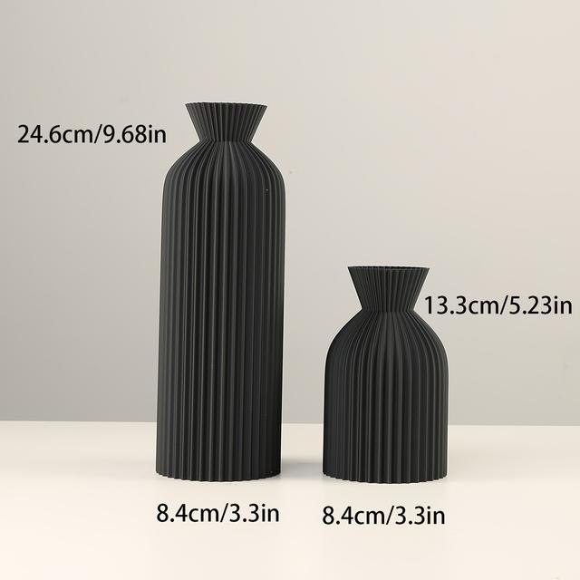 TEMU 2er-Set Elegante Schwarze Kunststoffvasen - Bohemian-Chic Dekoratives Mittelstück für Zuhause, Büro und Wohnzimmer
