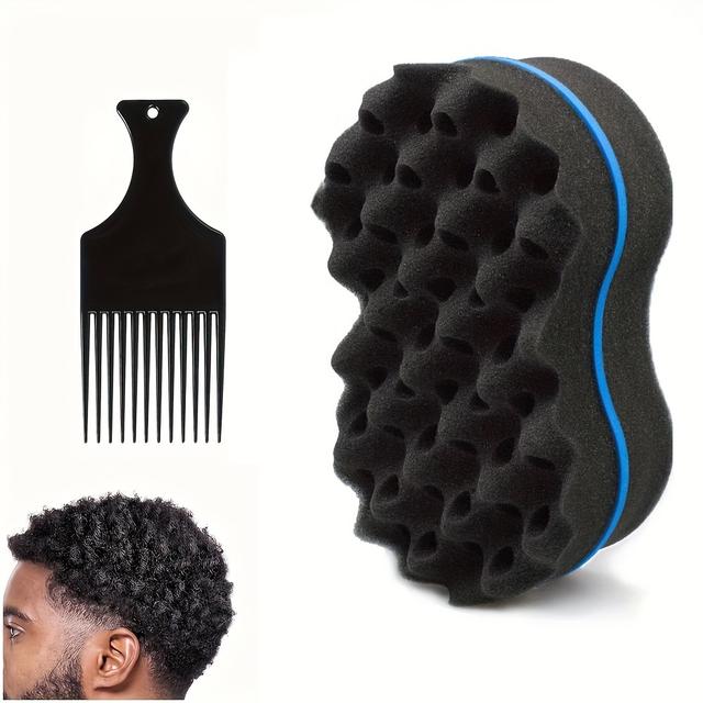 TEMU فرشاة إسفنجية لف الشعر مع أدوات تزيين وتجعيد الشعر لأدوات الحلاقة الأفرو ويف