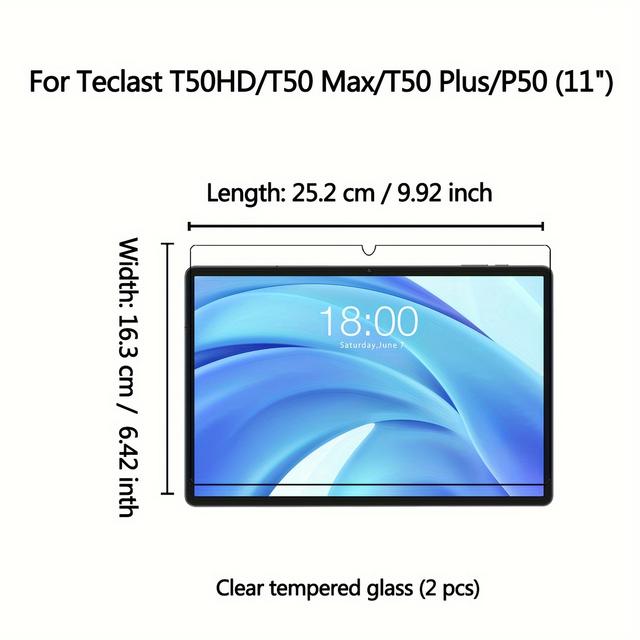 TEMU Tempered Glass Screen Protector For Teclast T50hd (11"), 9h Hardness, Bubble-free, Scratch-resistant, , Compatible With Teclast T50 Max/t50 Plus/p50.