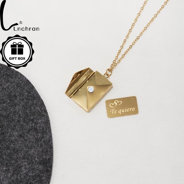 TEMU Elegante Umschlag-Anhänger-Halskette für Frauen, einfacher Stil Kupfer Love You Charm, hypoallergener Alltagsschmuck, ideales Geschenk für alle Jahreszeiten