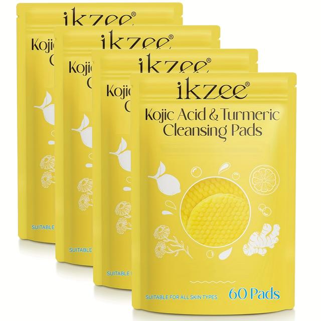 TEMU 4 Bags Of 240 Pads Kojic Acid Turmeric Cleansing Pads, Cruelty-free Turmeric Cleansing Pads, Suitable For Types, Convenient Facial Cleanser, Large Capacity