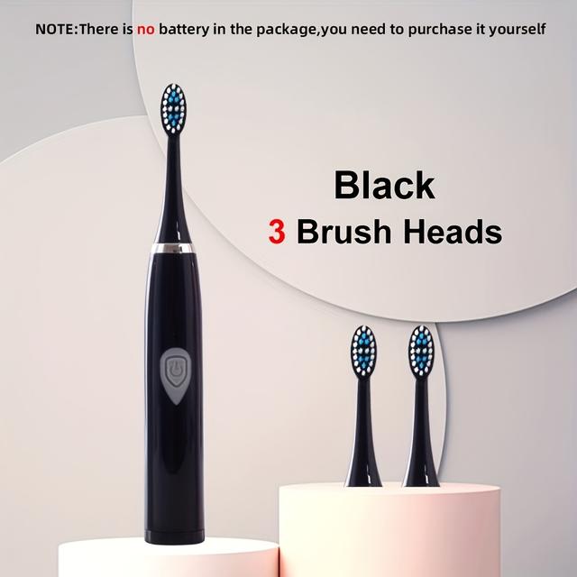 TEMU Travel-friendly Electric Toothbrush - Includes 3 Replacement Heads And , -touch Operation With Gentle Bristles For Cleaning And , Ideal For Travel And Home Use
