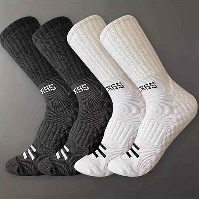 TEMU 4 пари товстих довгих шкарпеток для осені та зими, дихаючі та поглинаючі піт, унісекс з масажною підошвою, стійкі до поту