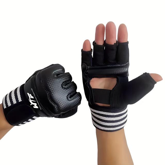 TEMU Thickened Boxing Gloves Taekwondo Protective Gear Hand Wraps For , Half-finger Training Punch Mitts, Adult Sandbag Fighting And Kicking With Extended/ Wrists Protection
