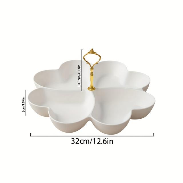 TEMU Plateau en plastique avec poignée dorée, en de pétale, conçu pour organiser les collations et les fruits des fêtes et pour la décoration intérieure