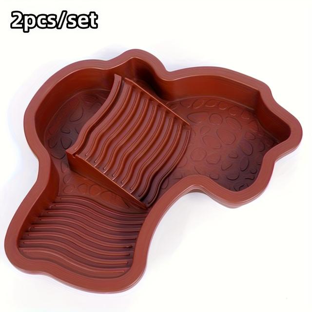 TEMU Reptilienpool mit Rampe, Schildkröten-Wasserschale, Futterteller für Echsen, Schlangen, Bartagamen und mehr - Dekoration für aquatische Lebensräume