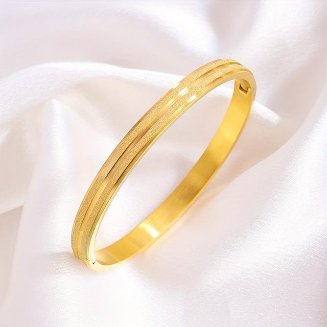 TEMU 1 pieza de dos pulseras esmeriladas de acero inoxidable, modernas, a , elegantes, suaves, románticas, regalo para hombres y mujeres, hermosas, fáciles, clásicas, y dulces