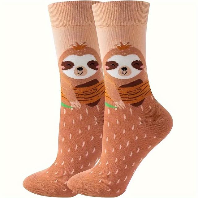TEMU 1/4/5 Paar Cartoon-Schlange Muster Mid Calf Socken | Bequem und Stilvoll für Innen- und Außenbereich, Stoff, Maschinenwaschbar