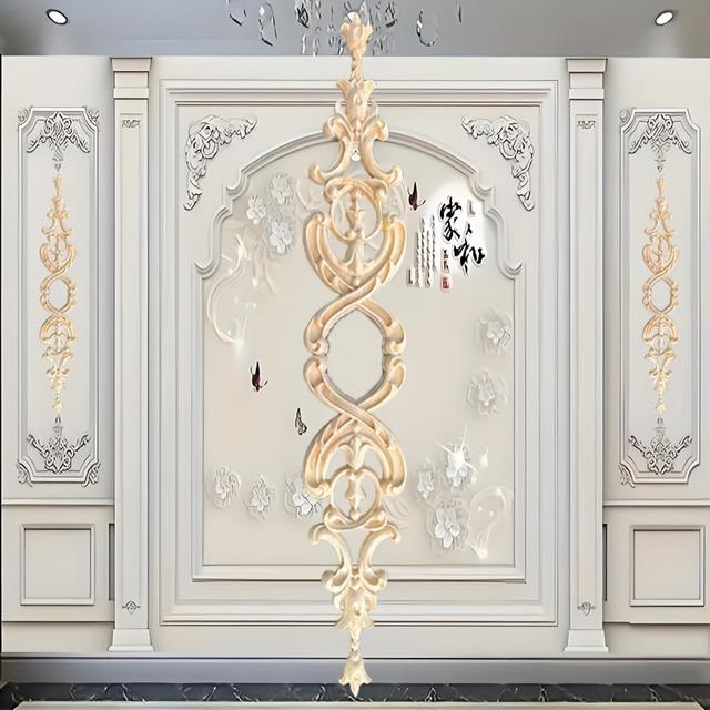 TEMU A Beautifully , Pure Handmade Wooden Carved Inlay Decorative Piece, Unpainted, Suitable For Decorating Furniture Like Cabinets, Doors, Windows, Vanities, And Picture Frames, Perfect For Projects