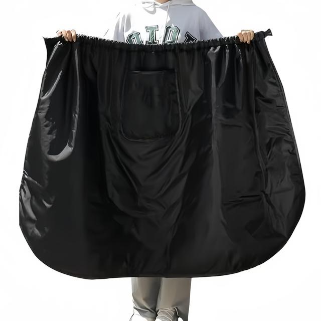 TEMU Premium Windproof Electric Scooter Knee Warmer Skirt - Thickened Thermal, Polyester Blend, Black | Ensures Ride Protection