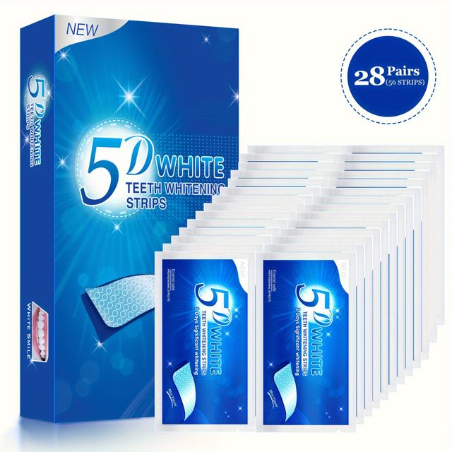 TEMU 56pcs 5d Teeth Whitening Strips Kit - Safe, Effective & Sensitivity-free For Fast, Dirt-removing Tooth Brightening