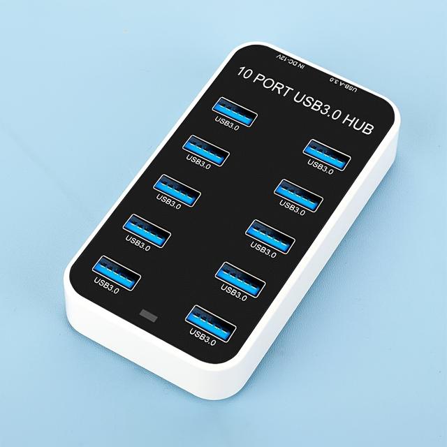 TEMU USB 3.0 con 10 porte, un convertitore di USB 3.0 universale per laptop, unità USB, SSD, HDD, console di gioco, stampanti, fotocamere, tastiere e mouse. Funge da splitter/expansore USB