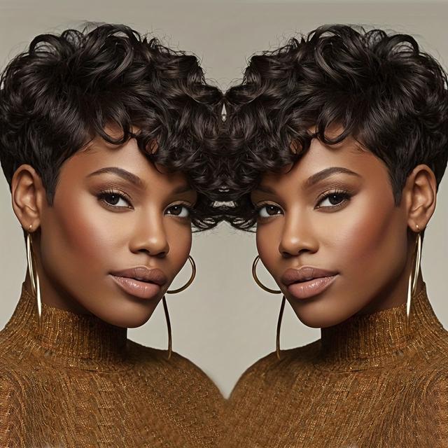 TEMU Nicelatus Short Curly Wavy Wigs With Bangs Short Curly Hairstyles Synthetic Wigs For Women Short Hair Wigs For Halloween, Christmas Party, Music Festival