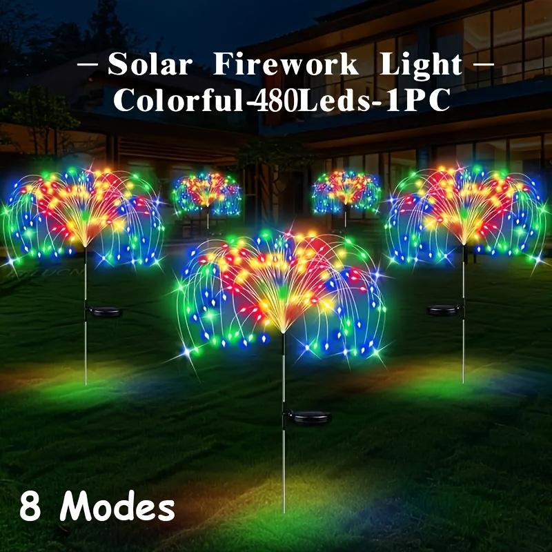TEMU 480/240/90 Led Solar Garden Firework Lights | Outdoor Lighting Strip With 8 Adjustable Light , Flower Theme, Button Control, Ideal For Courtyards, Gardens, , Ramadan, Valentine's Day Decorations