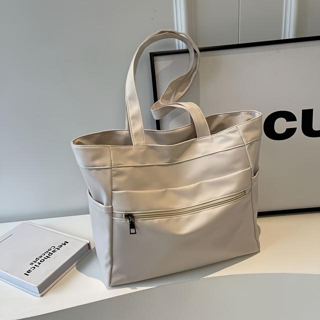 TEMU Large Capacity Chic Nylon Tote Bag For Women - Adjustable Strap, Zip Closure, Multi-, , - Ideal For Commuting & Shopping