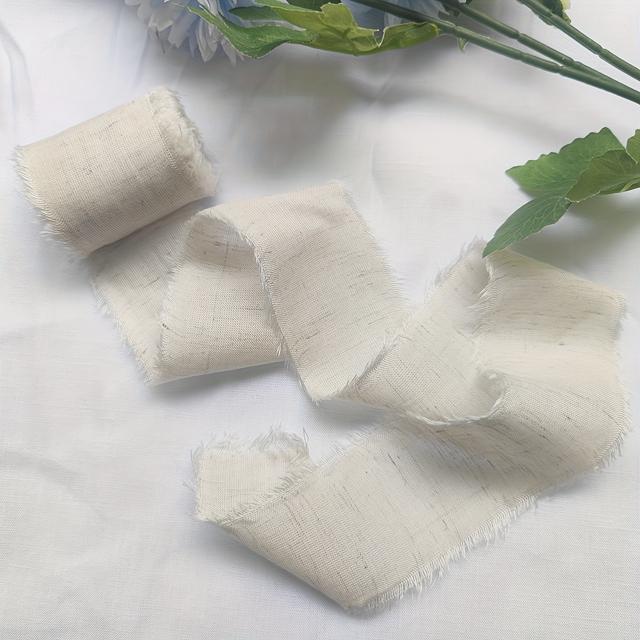 TEMU Beige Nude Band 2 Zoll x 5,2Yd Viskose Leinen Band Rustikale Geflochtenen Fransen für Geschenkverpackung Hochzeitsankündigungen Brautbouquets Handarbeiten