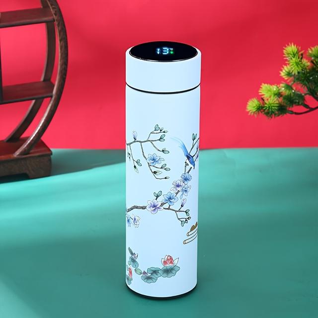 TEMU 1 قطعة كوب حراري ذكي بتصميم فني إبداعي برسوم توضيحية صينية على الطراز الوطني من الفولاذ المقاوم للصدأ 304، كوب شاي فني بسعة فصل الشاي 500 مل/ أونصة